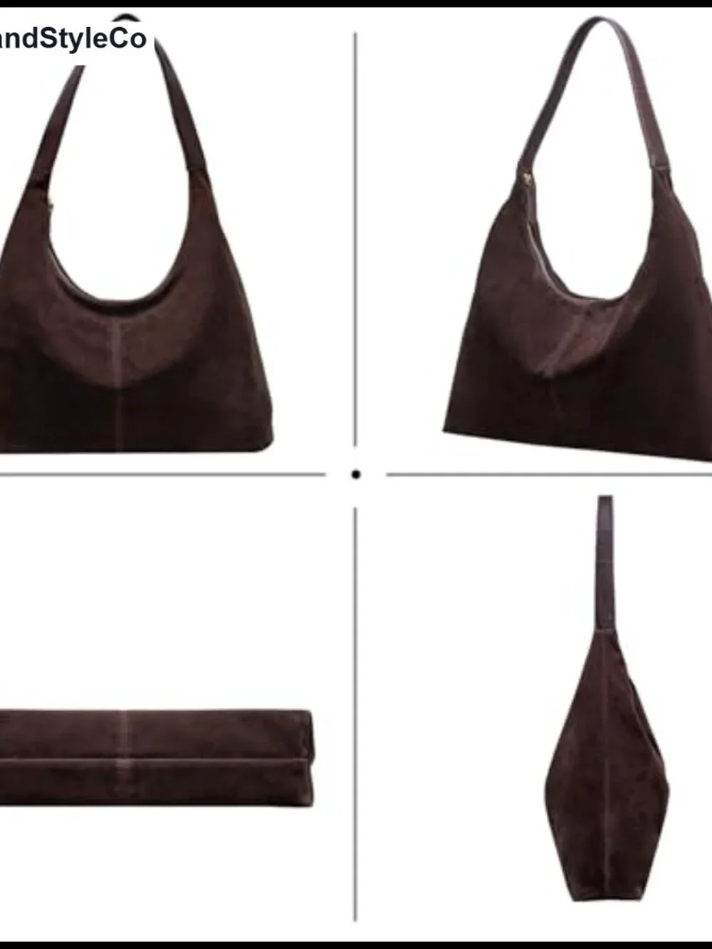 Suede Leather Hobo Shoulder Bag Slouchy Tote Handbag Crescent Purse Women Daily